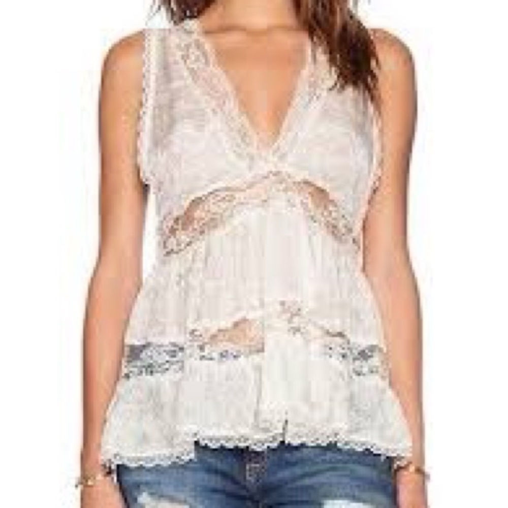 Intimately by Free People Cream Lace Top M